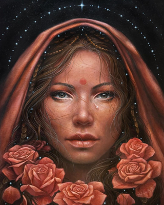 Autumn Skye ART   ·  The completed painting of Mary Magdalene… “The Way of the Rose” 18”x24” acrylic on canvas, 2024